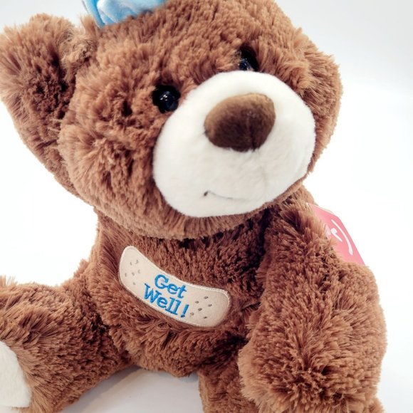 Aurora Get Well Bear Brown Teddy Bear Stuffed Animal W/ Ice Pack Bandaid NEW 12" - Picture 3 of 10